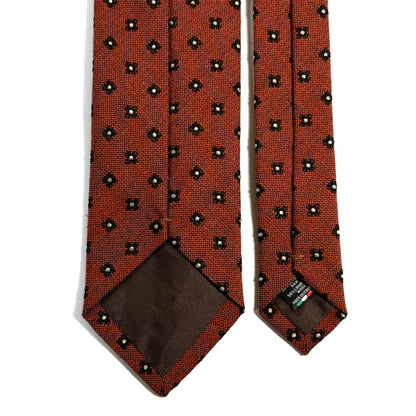 Terracotta Orange Floral Wool/Silk Jacquard Tie