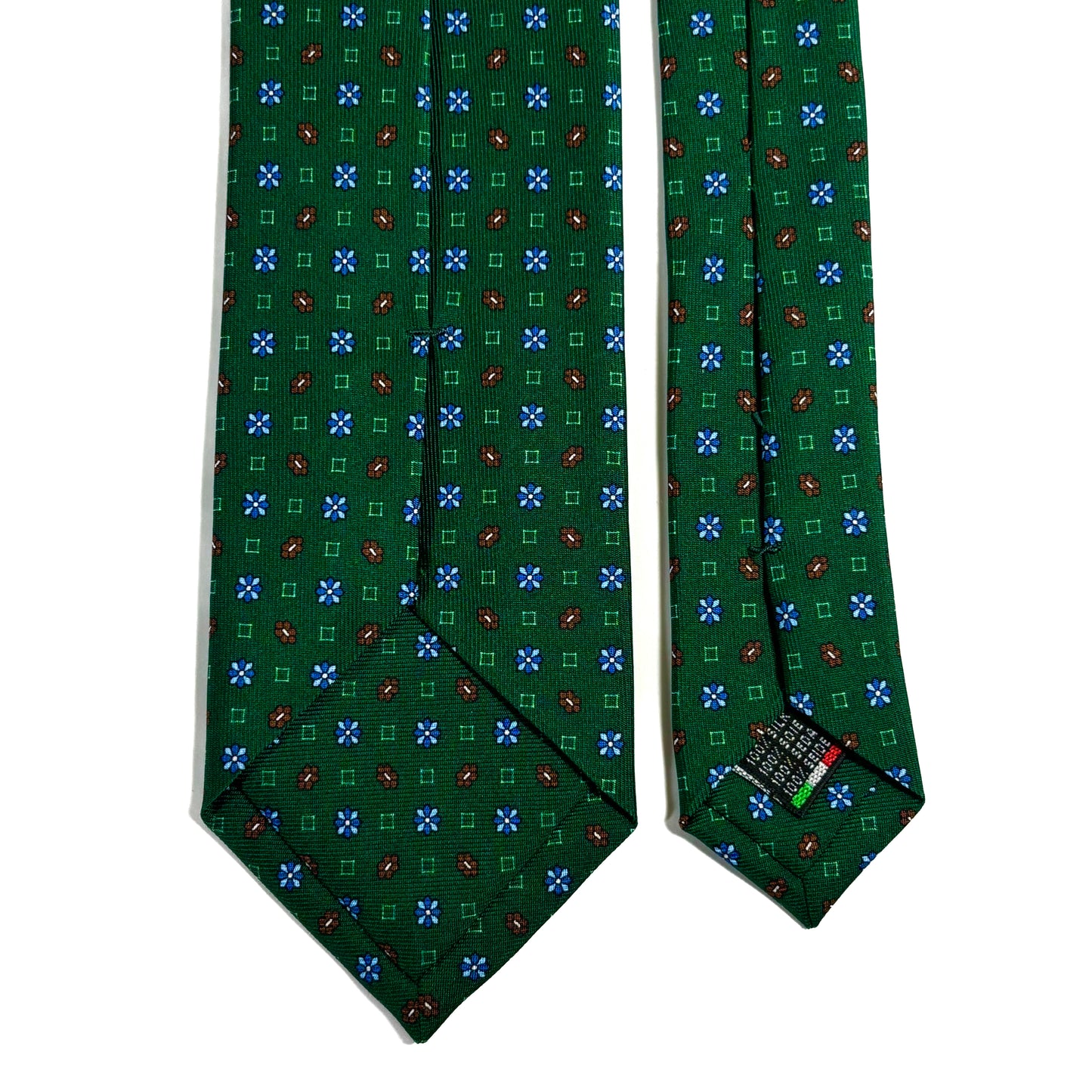 Green Small Floral Printed 36oz Silk Twill Tie