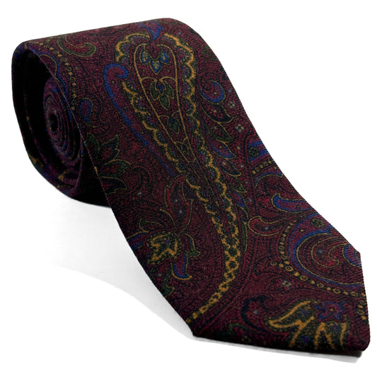 Burgundy Paisley Wool/Silk Tie