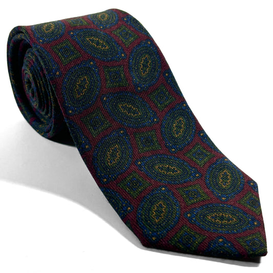 Burgundy Geometric Wool/Silk Tie