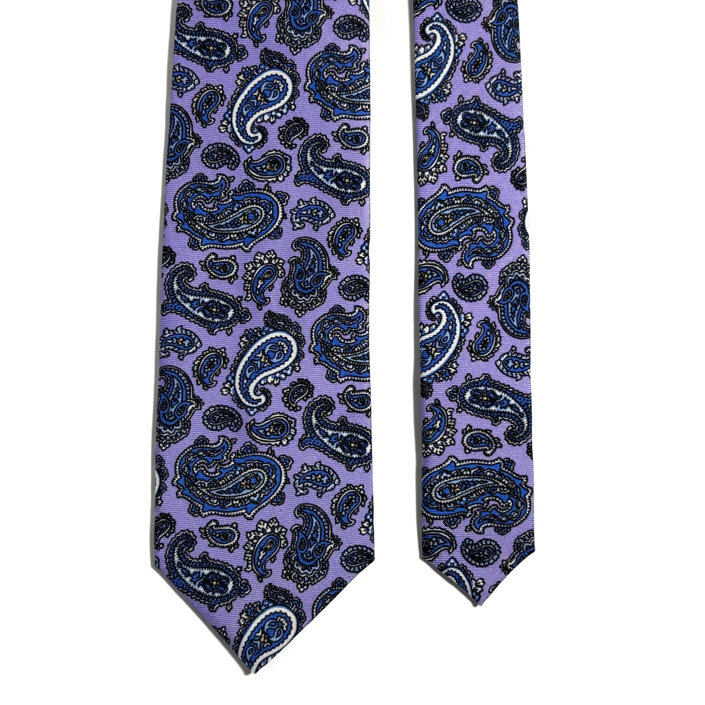 Lilac Purple Paisley Printed Silk Twill Tie