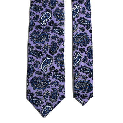 Lilac Purple Paisley Printed Silk Twill Tie