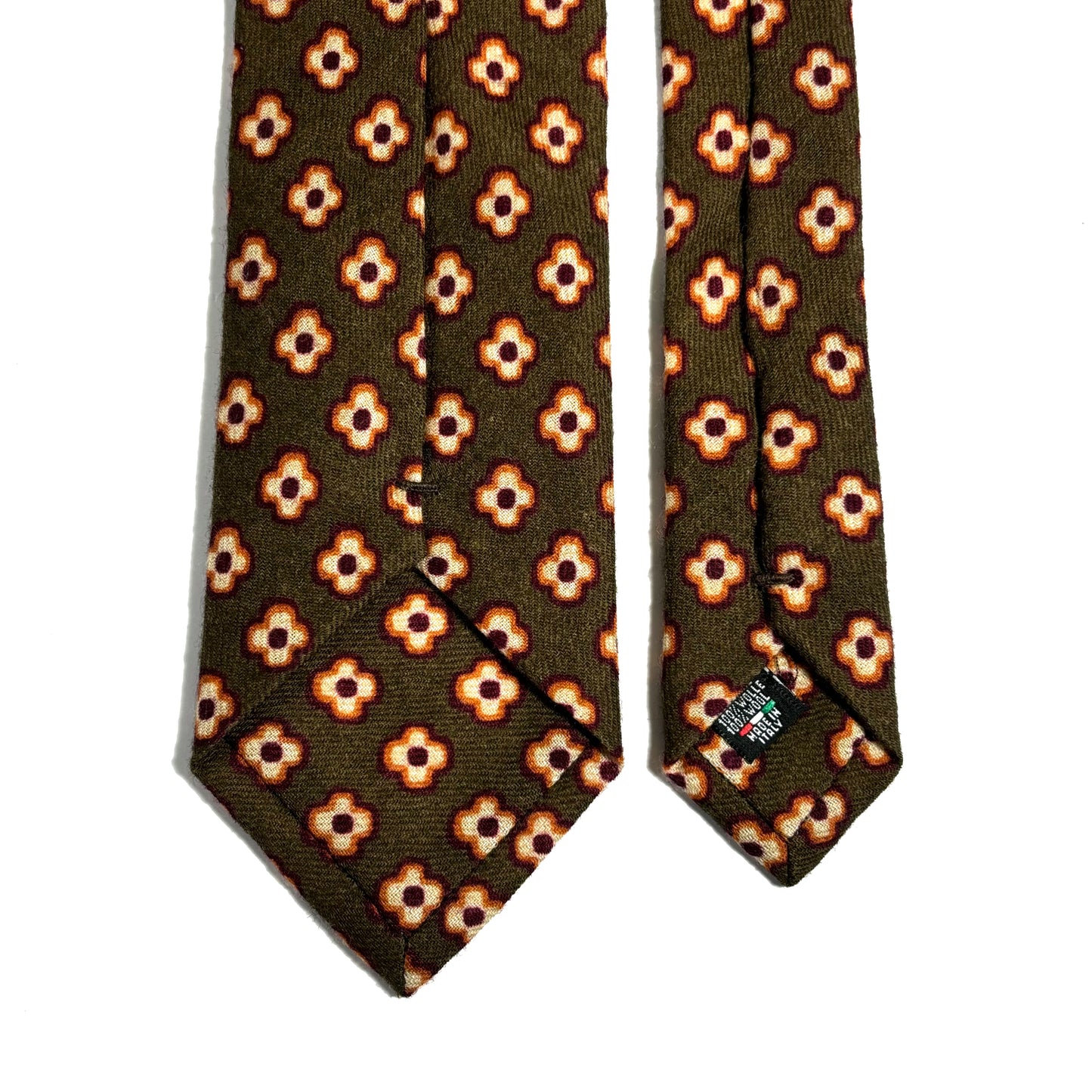 Olive Green Floral Wool Flannel Tie