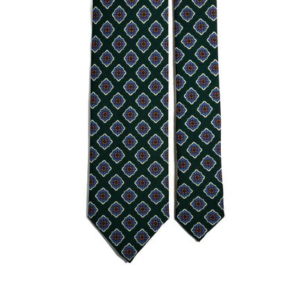 Forest Green Geometric Wool Challis Tie