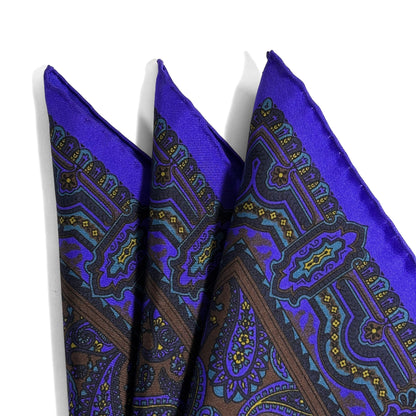 Brown & Purple Paisley Ancient Madder Silk Pocket Square