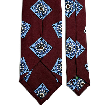 Burgundy Large Square Printed 36oz Silk Twill Tie