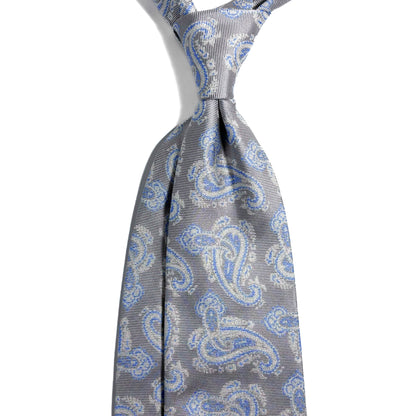 Light Gray Paisley Jacquard Silk Tie