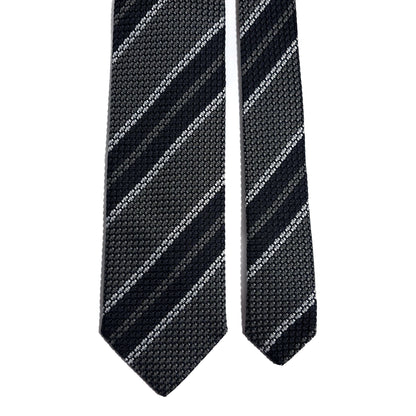 Gray Striped Silk Grenadine Tie (Garza Grossa)