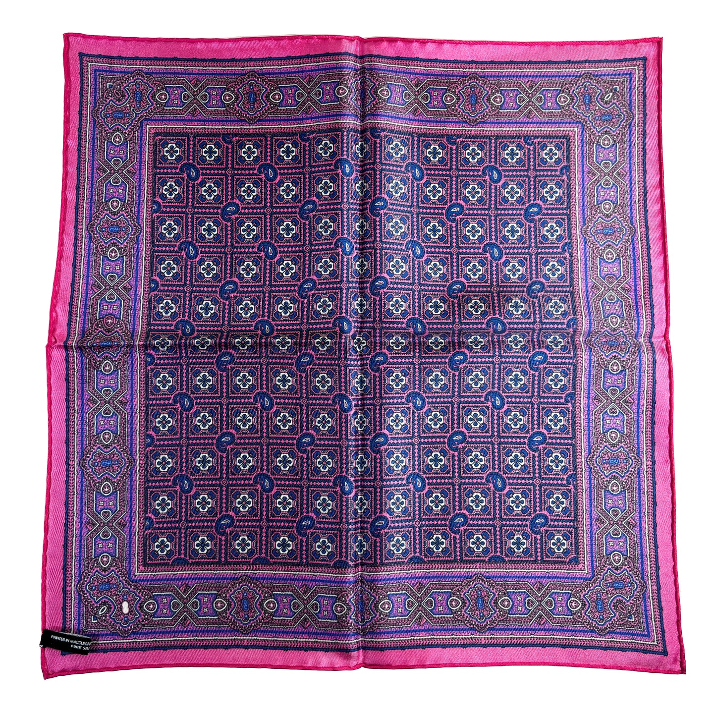 Fuchsia Pink Geometric Silk Pocket Square