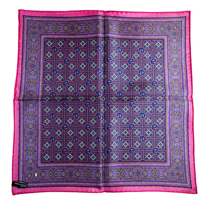 Fuchsia Pink Geometric Silk Pocket Square