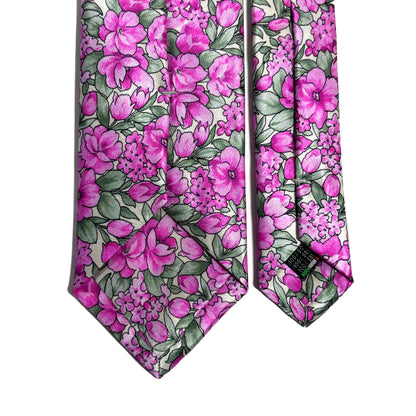 Pink Floral Motif Silk Satin Tie