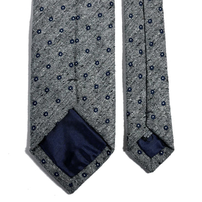 Gray Floral Wool/Silk Tie Handmade in Italy