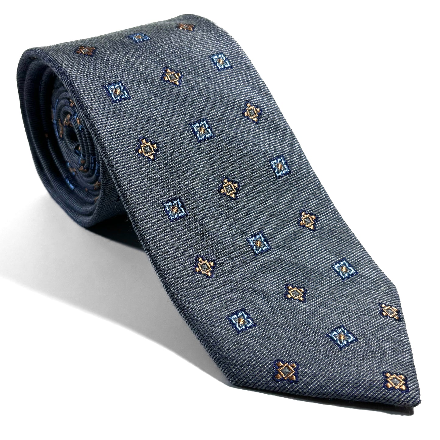 Gray Geometric Silk Jacquard Tie