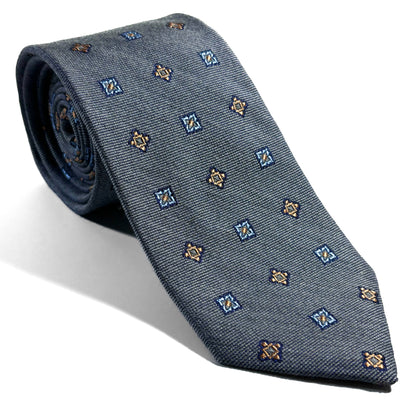 Gray Geometric Silk Jacquard Tie