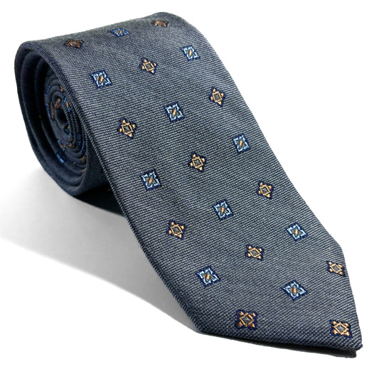 Gray Geometric Silk Jacquard Tie