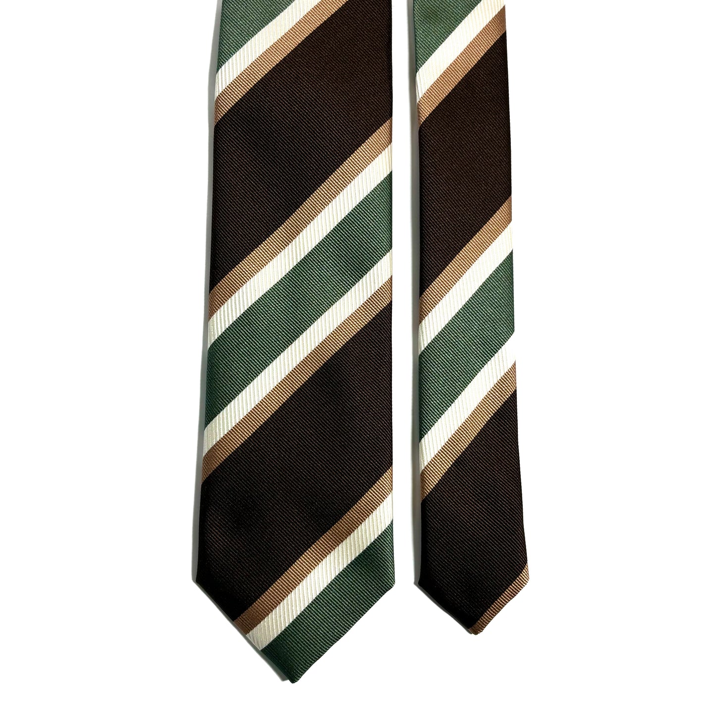 Brown & Green Striped Silk Repp Tie