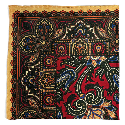 Red & Cream Floral Motif Ancient Madder Silk Pocket Square