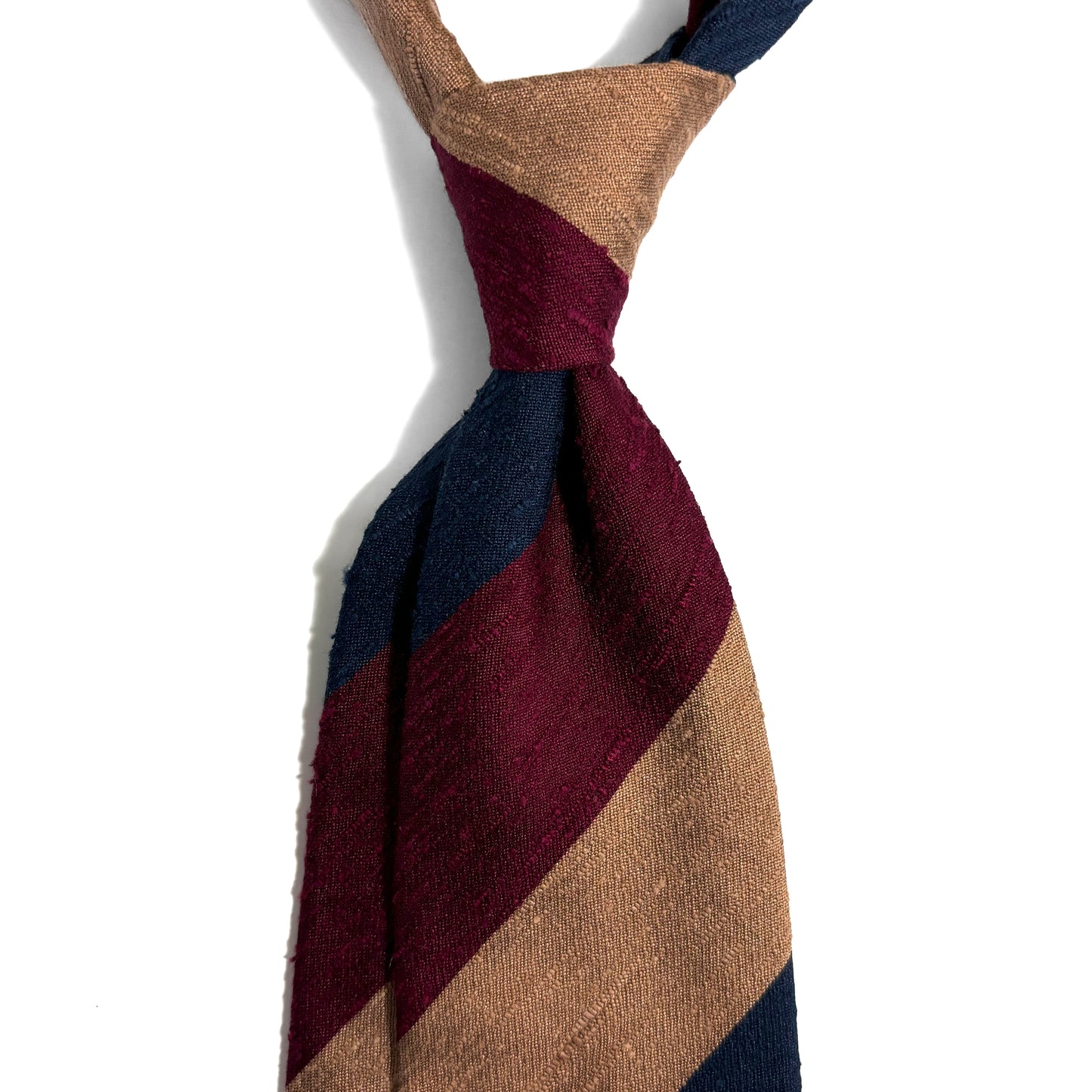 Navy Blue / Burgundy / Beige Striped Silk Shantung Tie