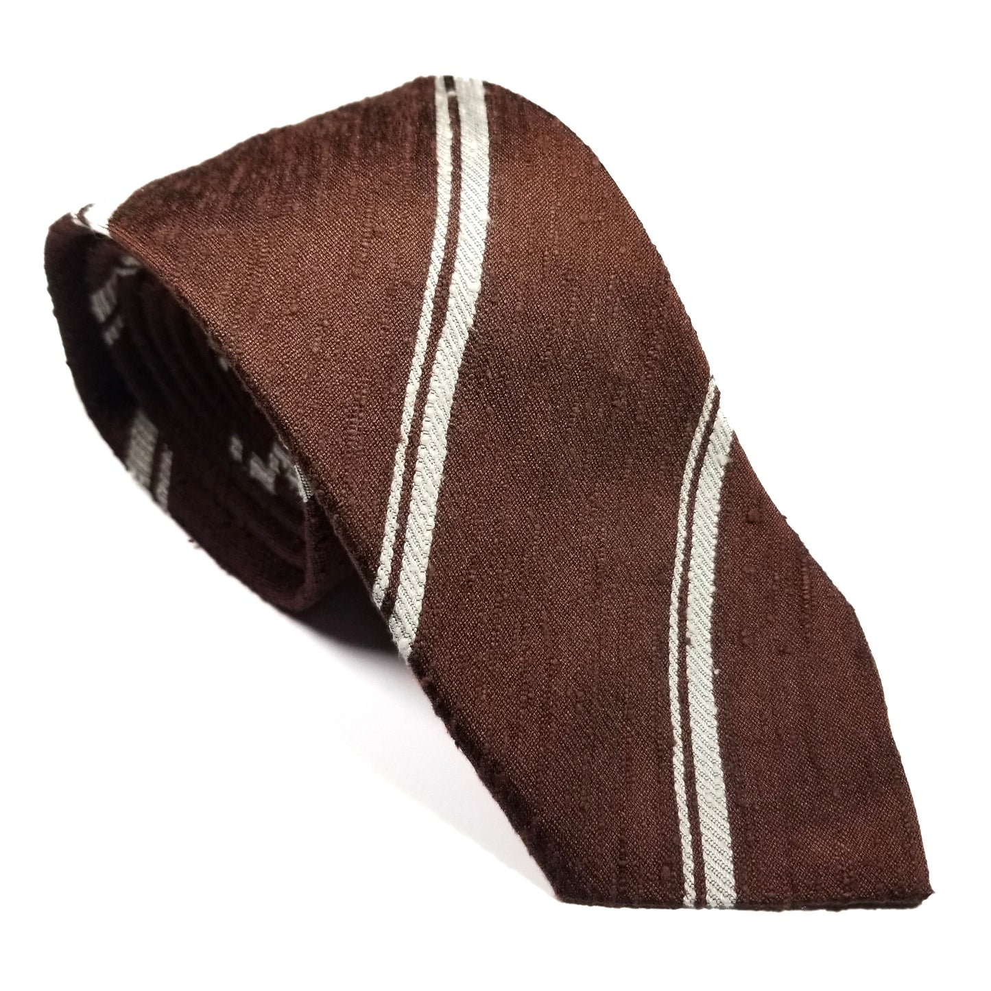 Brown Striped Silk Shantung Tie