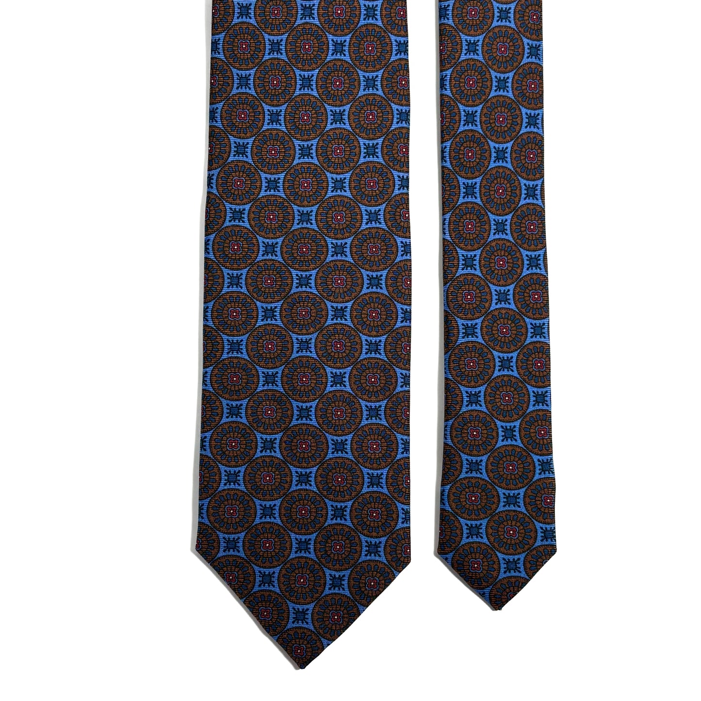 Light Blue & Brown Geometric Ancient Madder Silk Tie
