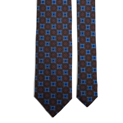 Light Blue & Brown Geometric Ancient Madder Silk Tie