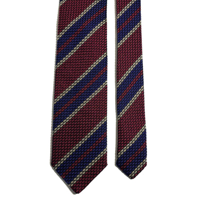 Wine Red & Purple Striped Silk Grenadine Tie (Garza Grossa)