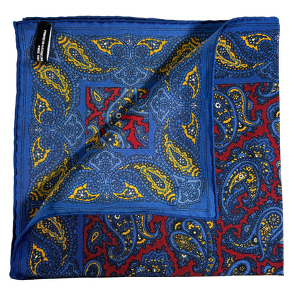 Burgundy & Blue Paisley Ancient Madder Silk Pocket Square