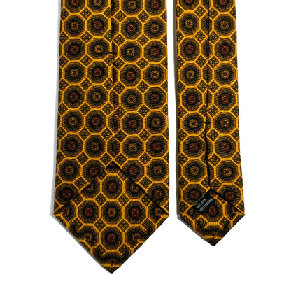 Mustard Yellow Geometric Italian Madder Silk Tie