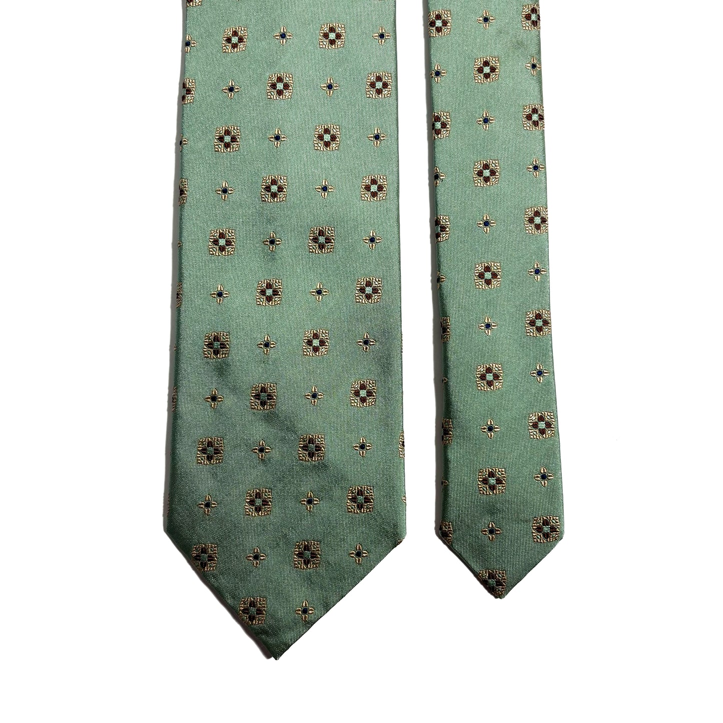 Sage Green Geometric Silk Jacquard Tie