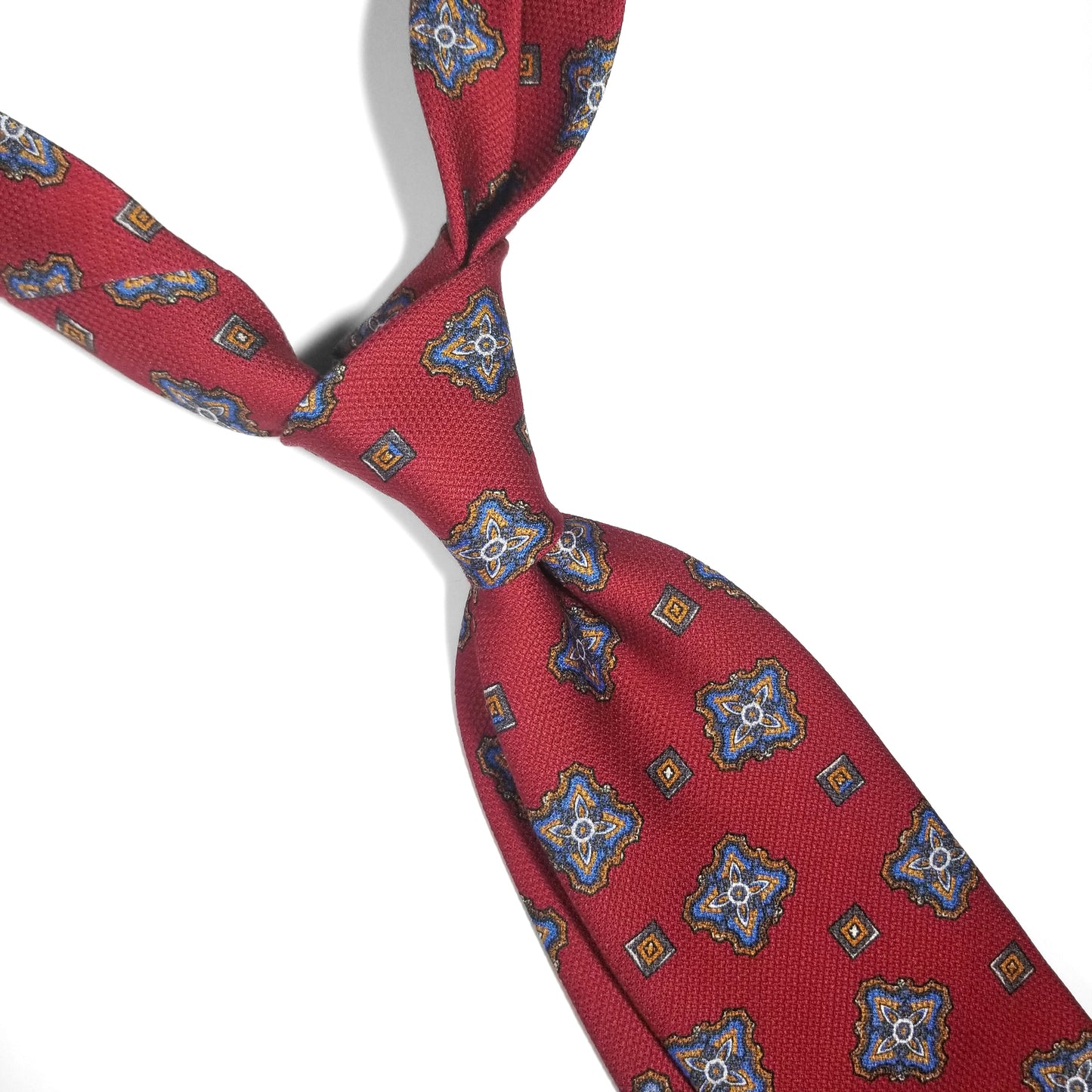 Red Medallion Printed Silk Grenadine Tie