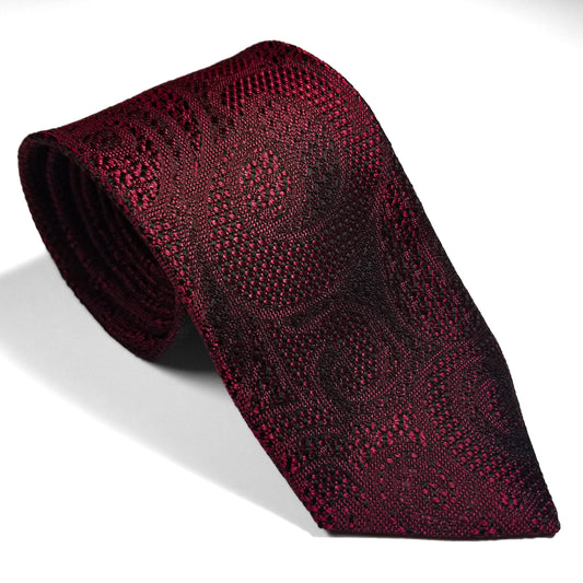 PHOENIX Red Paisley Silk Grenadine Jacquard Tie