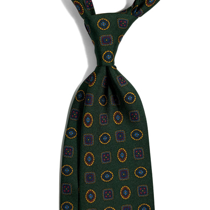 Forest Green Geometric Silk Tie
