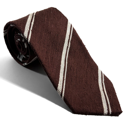 Brown Striped Silk Shantung Tie
