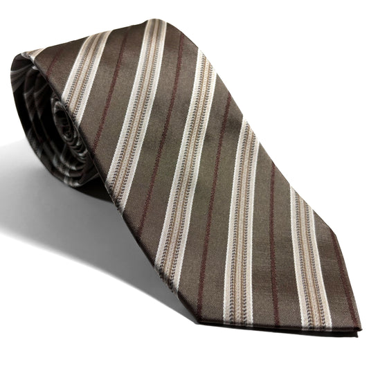 Brown Striped Silk Jacquard Tie