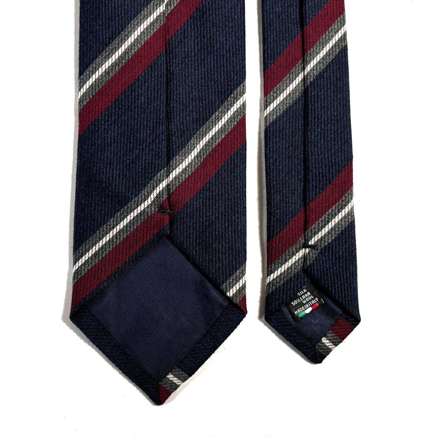 Navy Blue Striped Wool/Silk Tie