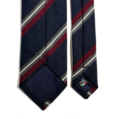 Navy Blue Striped Wool/Silk Tie