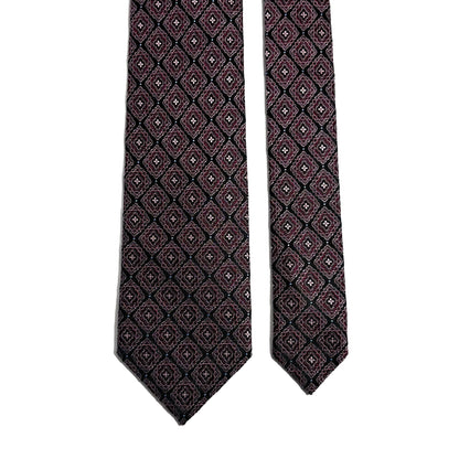 Black & Wine Diamond Silk Jacquard Tie