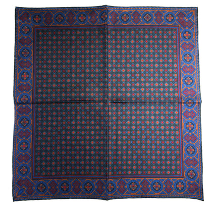 Forest Green & Bronze Small Geometric Ancient Madder Silk Pocket Square
