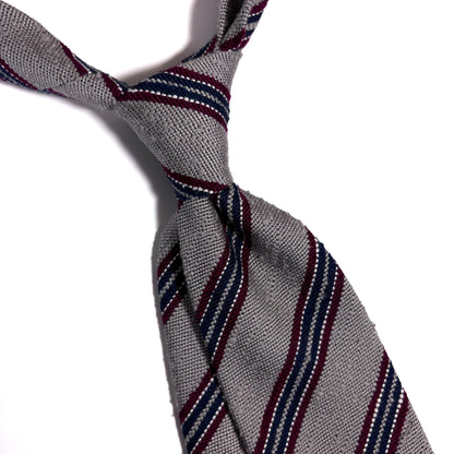 Light Gray Stripe Untipped Silk Shantung Tie