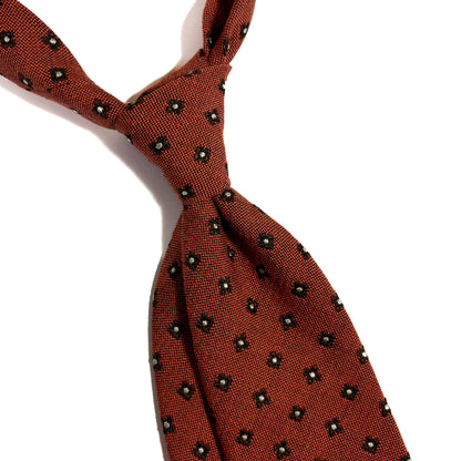 Terracotta Orange Floral Wool/Silk Jacquard Tie