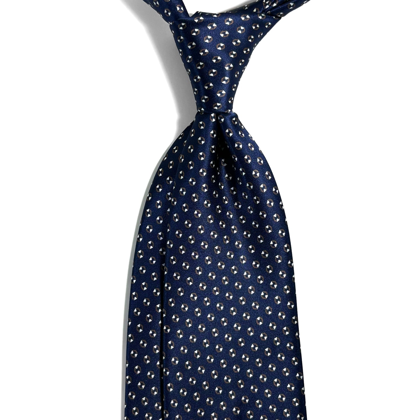 Navy Blue Geometric Silk Satin Tie