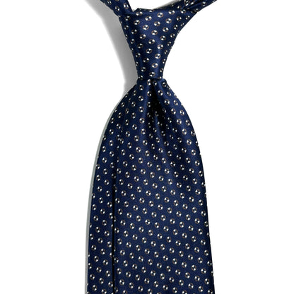 Navy Blue Geometric Silk Satin Tie