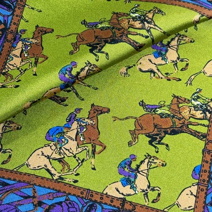 Green & Purple Polo Motif Ancient Madder Silk Pocket Square