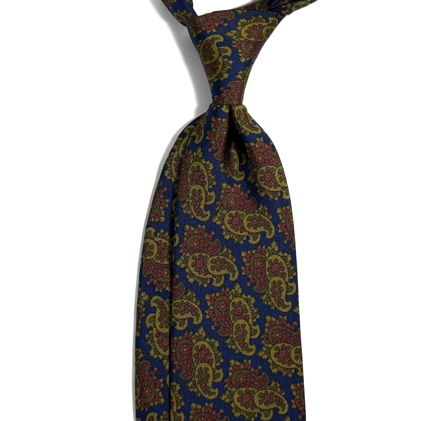 Navy Blue & Olive Paisley Ancient Madder Silk Tie