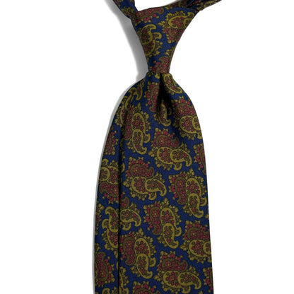 Navy Blue & Olive Paisley Ancient Madder Silk Tie
