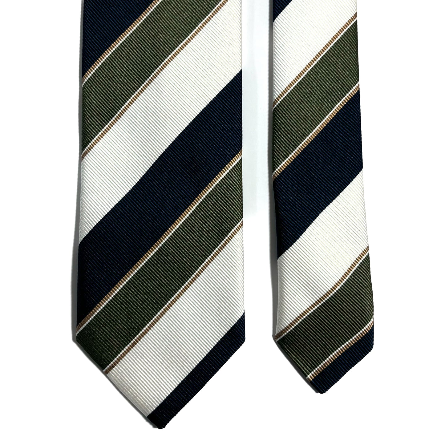 Green / Blue / White Striped Silk Repp Tie