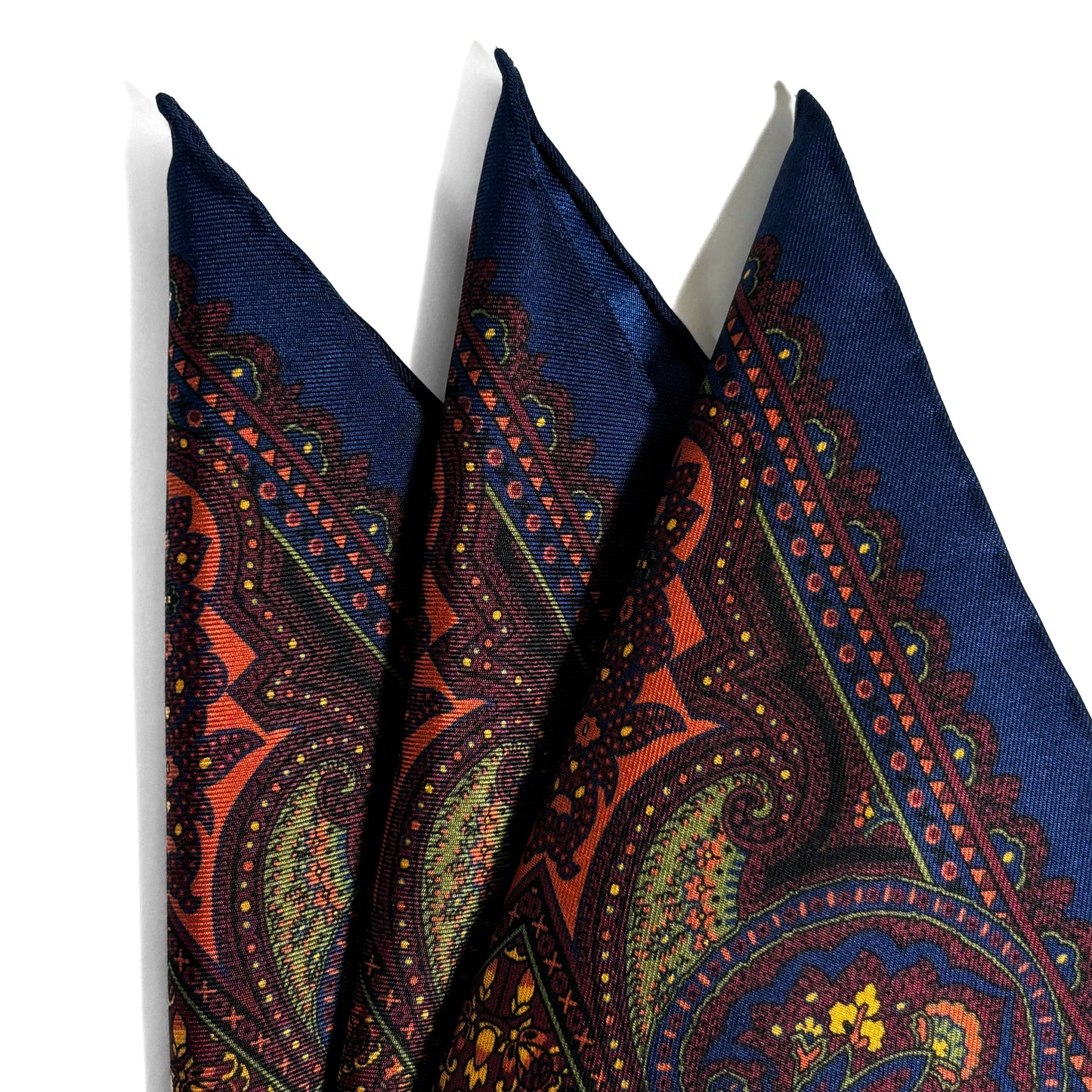 Burgundy & Gold Floral Medallion Silk Pocket Square