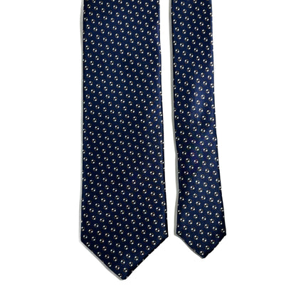 Navy Blue Geometric Silk Satin Tie