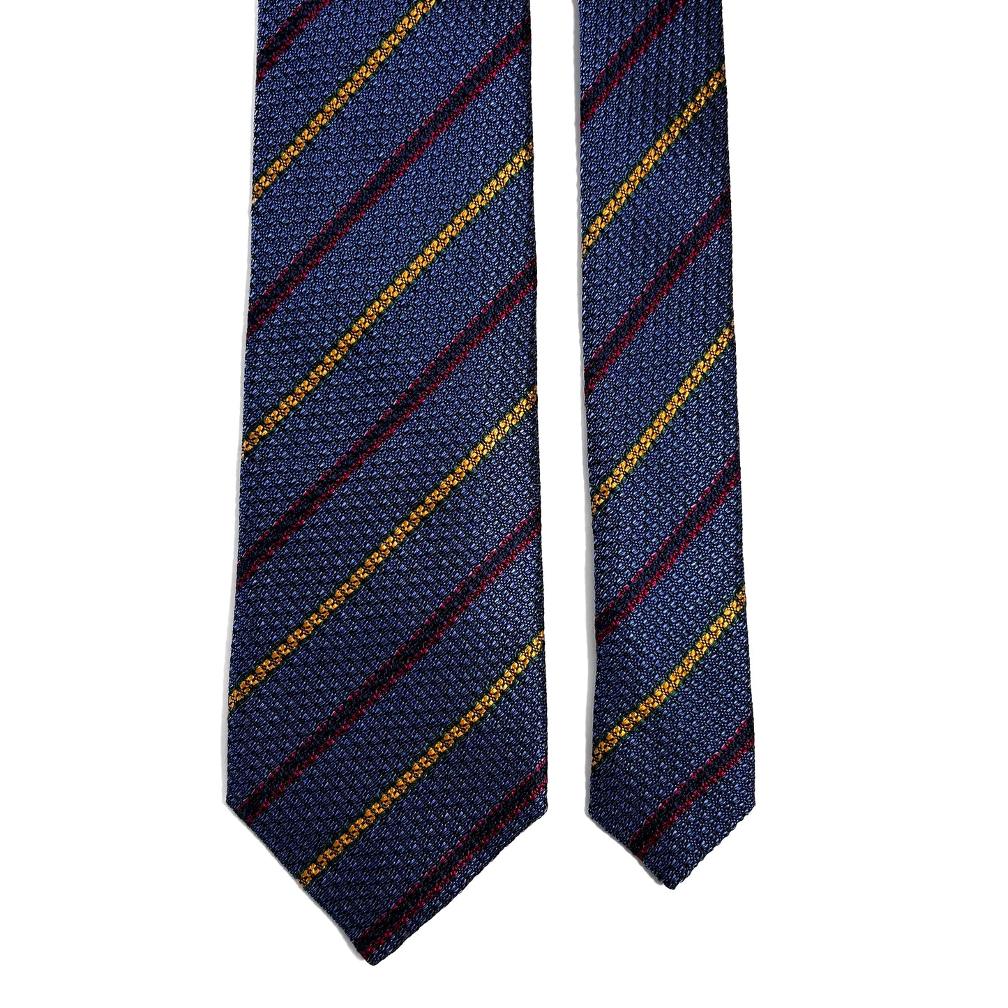 Steel Blue Striped Silk Grenadine Tie (English Weave)
