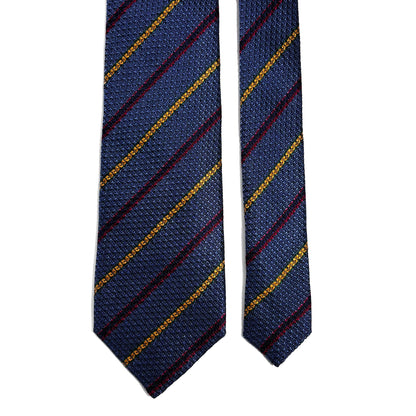 Steel Blue Striped Silk Grenadine Tie (English Weave)